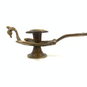 Old Brass Peacock Temple Oil Lamps, Antique Temple Dhupia, Antique oil wick lamp, lantern, Diffuser, Peacock candle stand, Art, Home Decor