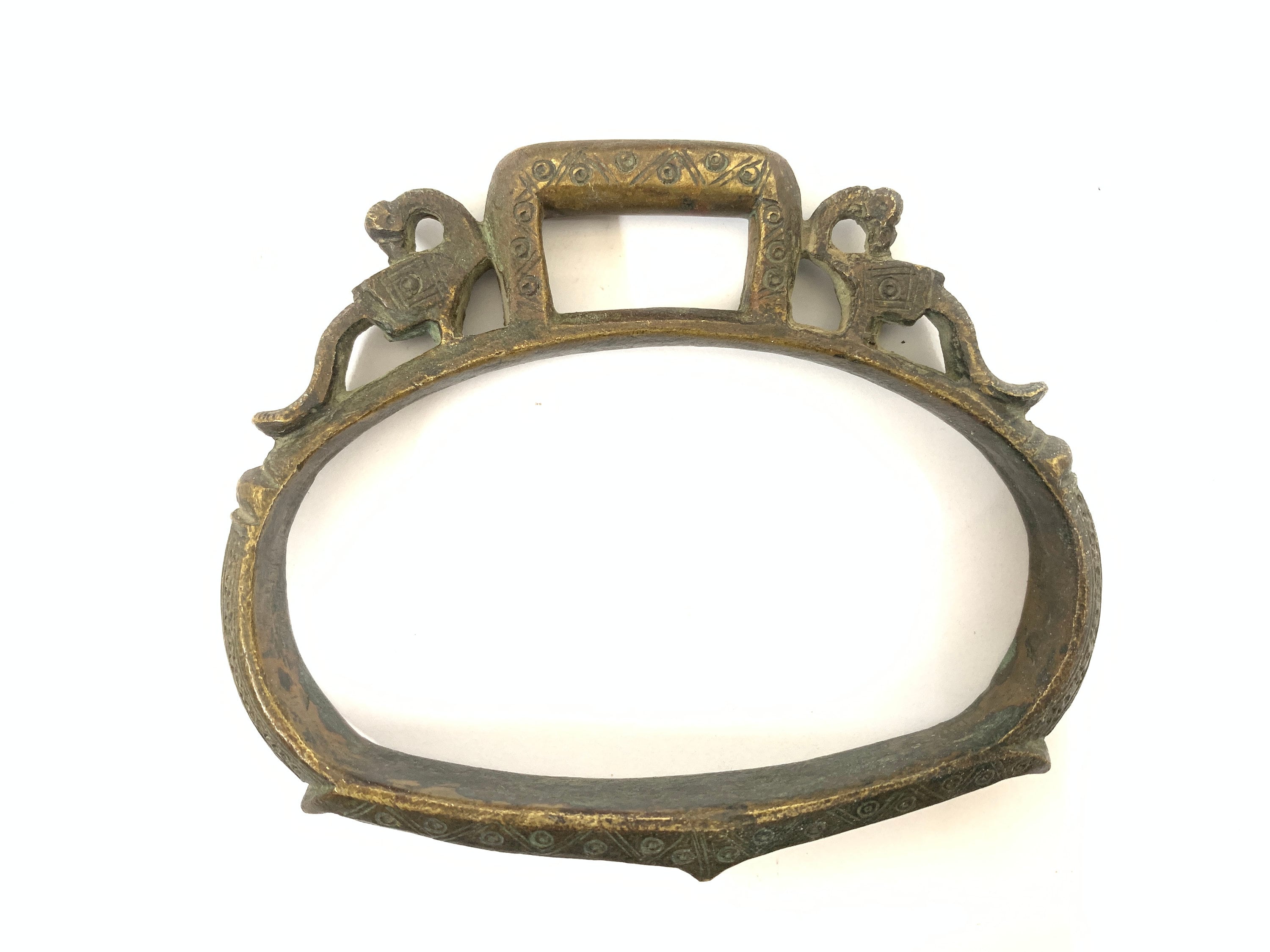 Paire D'étriers Décoratifs Vintage En Laiton, 19e Siècle, Fait Main, Inde, M956