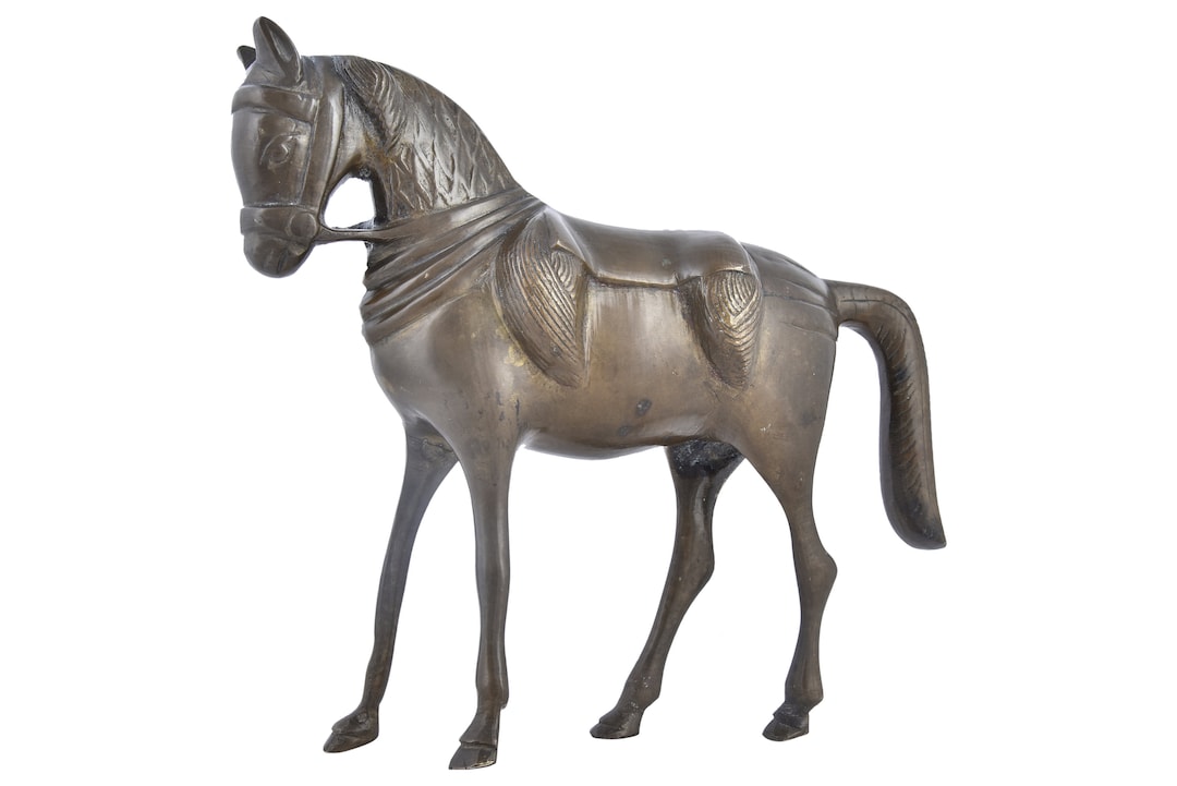 ヴィンテージ真鍮製馬|ヴィンテージ馬|インドの手工芸品|置物|馬 