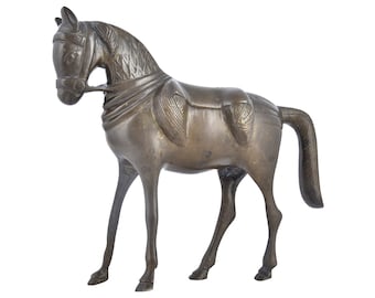 ヴィンテージ真鍮製馬|ヴィンテージ馬|インドの手工芸品|置物|馬