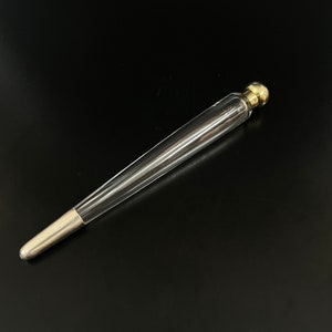 Frederic Purnell hallmarked long glass scent perfume bottle, 1882 London silver