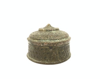 Caja de latón antiguo / Caja de joyería de latón antiguo / Caja de tallado de latón antiguo