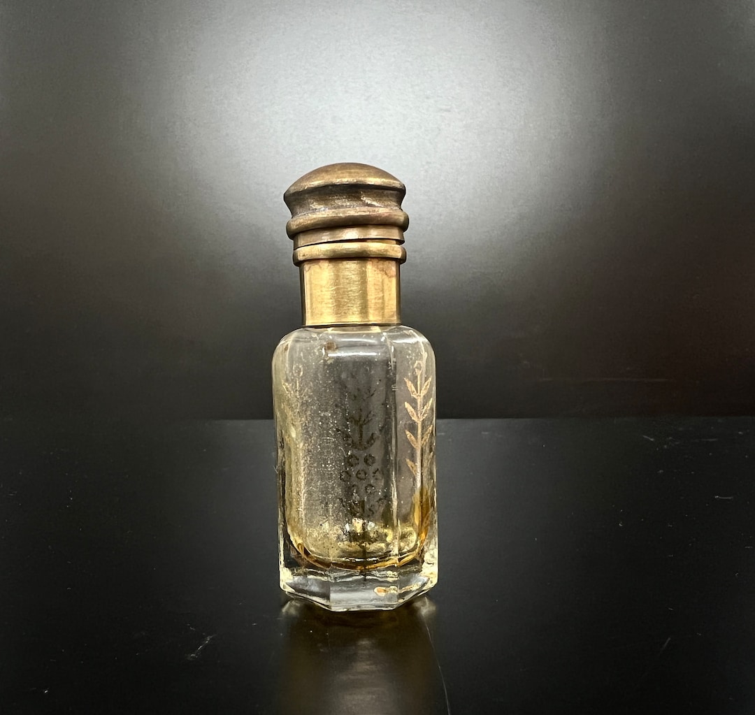Vintage Perfume Bottle With Gold Leaf Design - Etsy