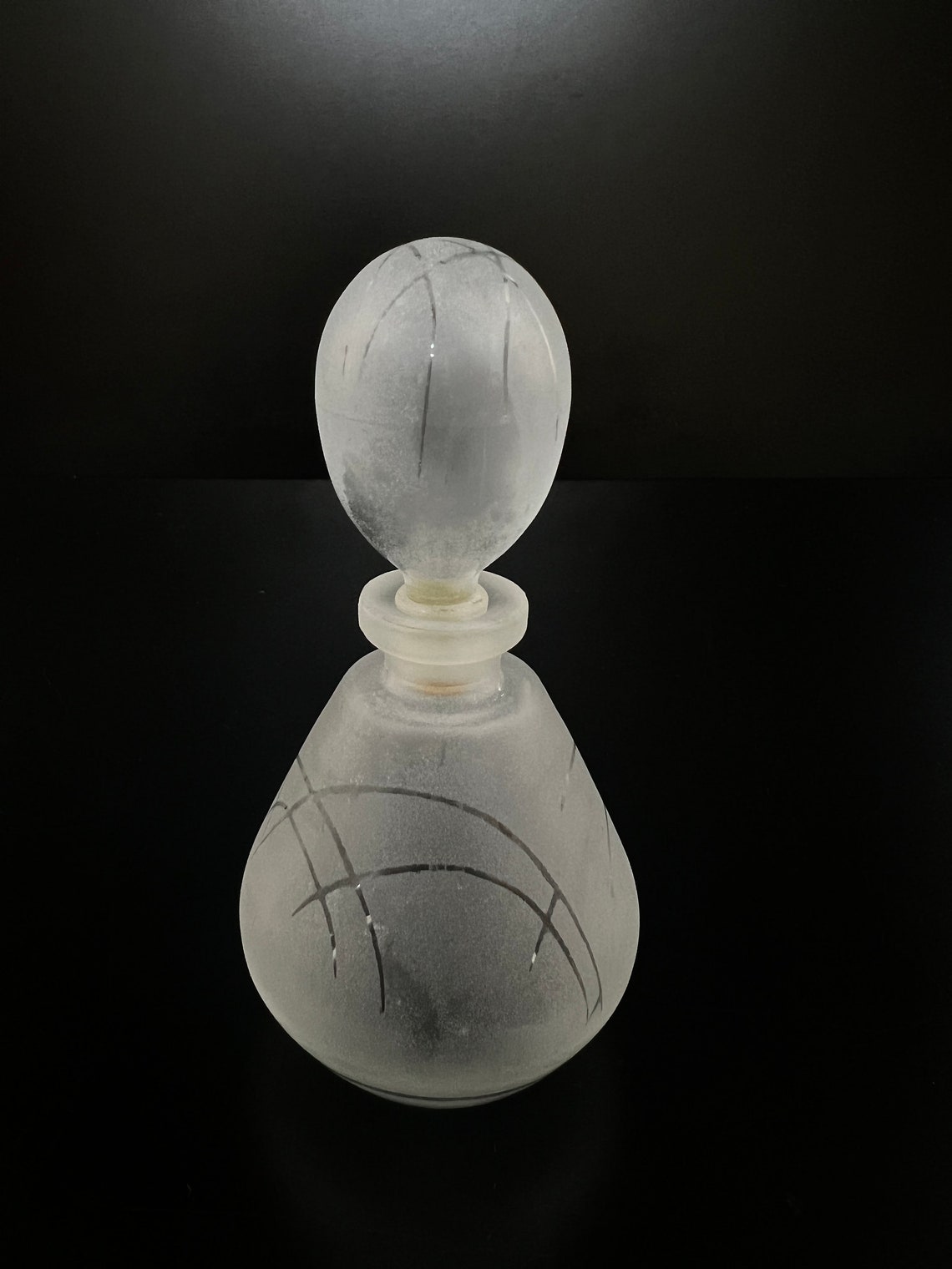 Vintage Frosted Glass Perfume Bottle Etsy