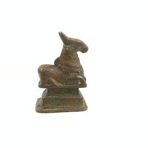 Old Vintage Brass Indian Nandi, shiva,bull Figure, Figurine,Traditional Holy bull, Hinduism Collectible, Temple Decorative,Rustic Decor, art