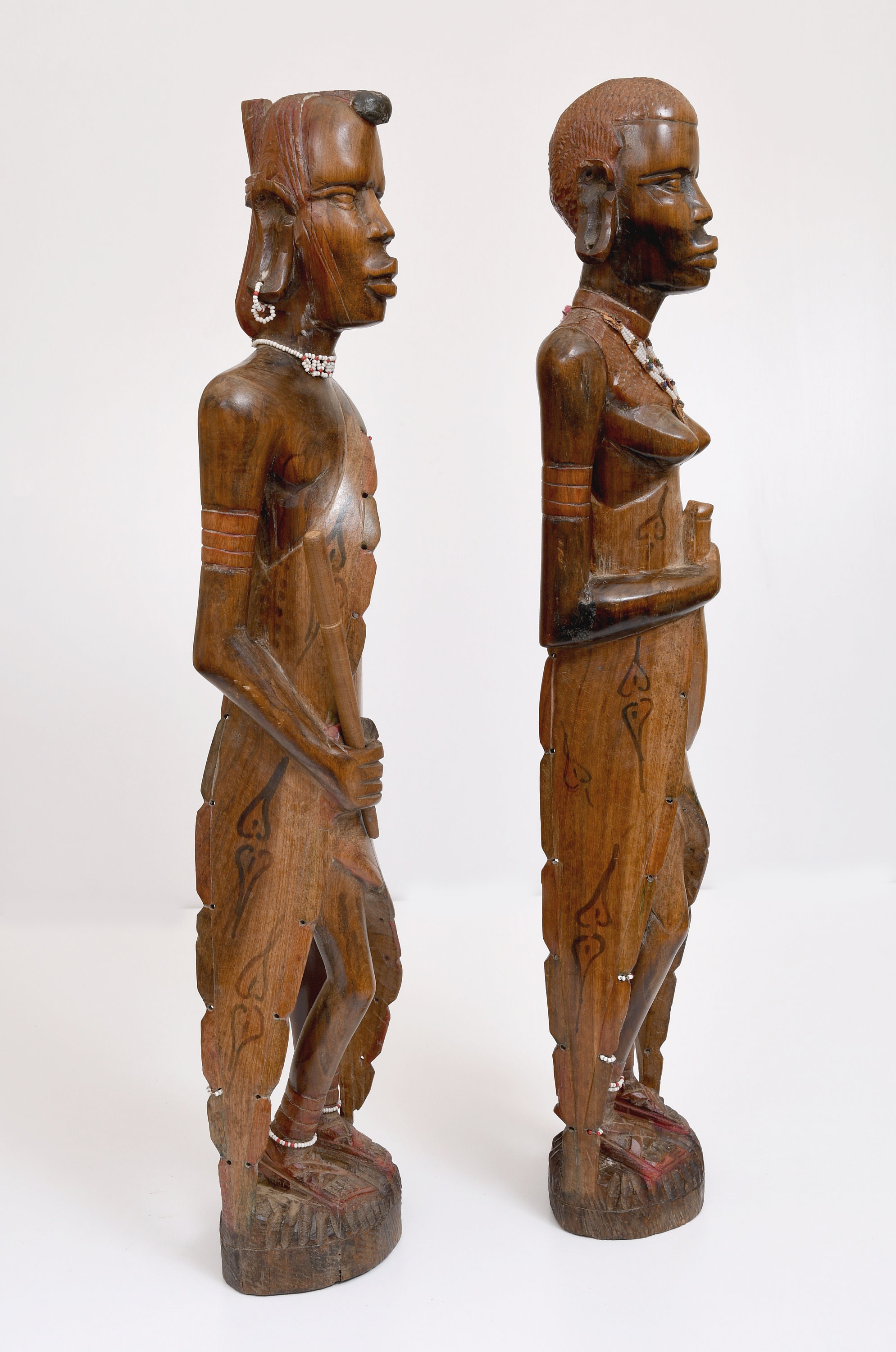 Antique Wooden African Tribal Man Woman Statue Tribal Statue African ...