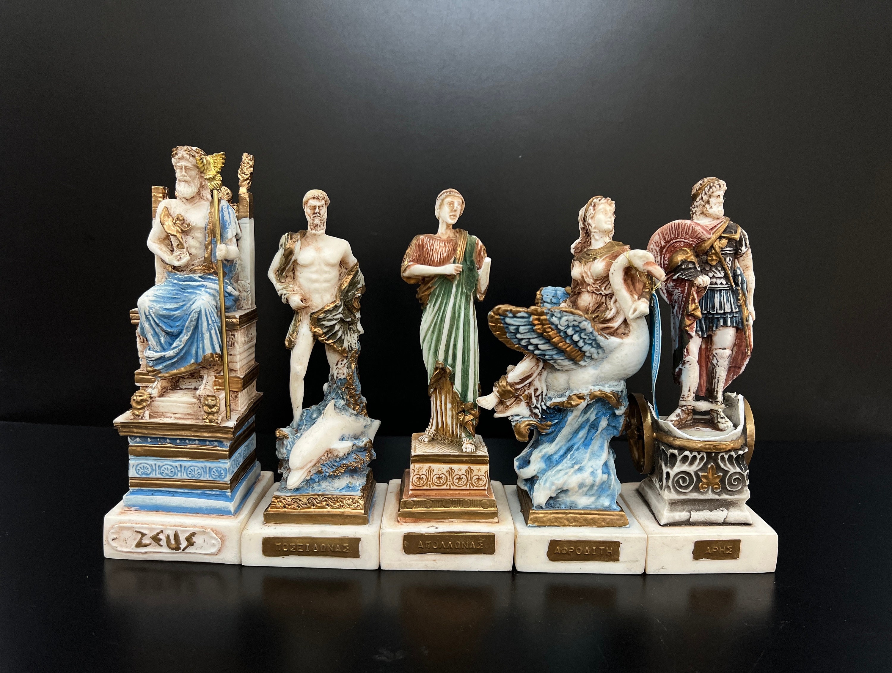 Vintage Greek god and goddess Zeus Aphrodite Ares Poseidon Aphrodite