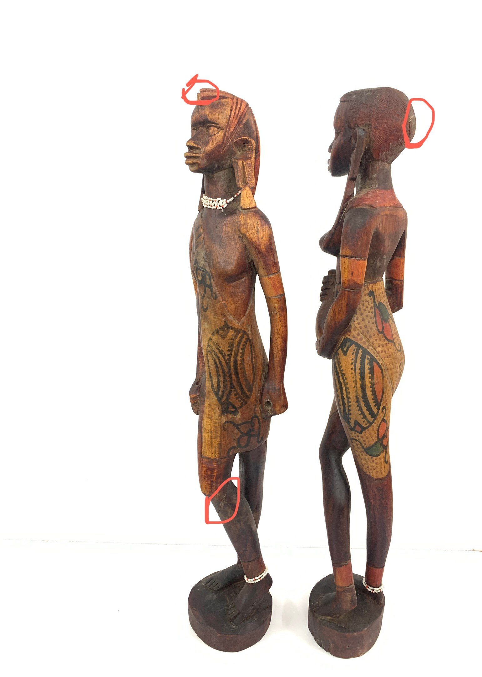 ヴィンテージ木製アフリカ部族の男性と女性の彫像|部族の彫像|アフリカ