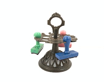 Vintage Iron Stamp and seal stand, handmade stand, vintage key holder, vintage desk ornate, desk decor, home decor, antique iron stand
