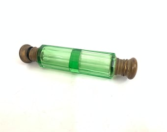 Victorian Vaseline Glass Double Ended Scent Bottle| Two Face perfume bottle