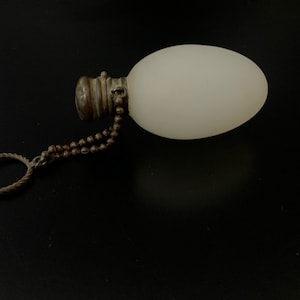 Vintage Opaque glass perfume bottle miniature with ring and chain| Vintage Frosted Glass perfume bottle