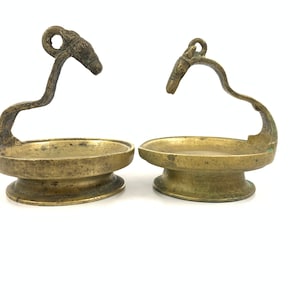 Old Brass Temple Oil Lamps with horse face, Antique oil and wick lamp, lantern, candle stand, Oil lamp, Serving bowls, Flower basket
