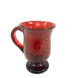 Antique Ruby Glass Child Size Footed Tankard Engraved &quot;For A Good Boy&quot; c1880