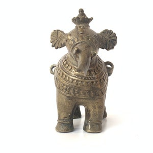 Elefante de latão vintage | Porta-cartões| Elefante de latão | Decoração de escritório | Estatueta de Animal | Estatueta de latão | Arte