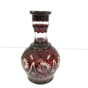Vintage Cut to clear Glass Ruby Red Hookah Base