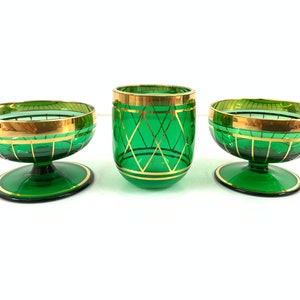 Vintage Green Glass miniature icecream cup and Glass| Vintage glass Icecream cups| Vintage glass decor