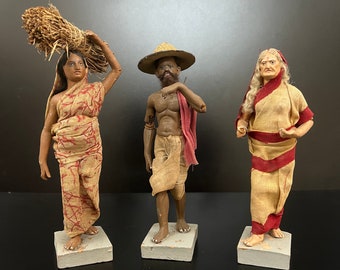 Vintage Terracotta Clay Figurine of Villagers | Terracotta Indian Toys