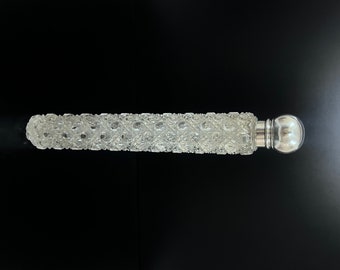 Large Scent Bottle Antique Cut Glass London Hallmarked Silver Top 29 cm 1890 Sampson Mordan
