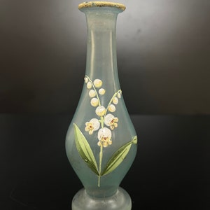 Vintage Glass Flower Vase with enamel design
