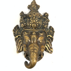 Vintage Brass Ganesh wall hanging, Elephant god, brass ganesha, ganpati, hand carved idol,Indian decor,Wedding gift, Home decor,Hindu idol