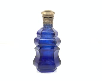 Vintage Cut Glass Blue Perfume bottle