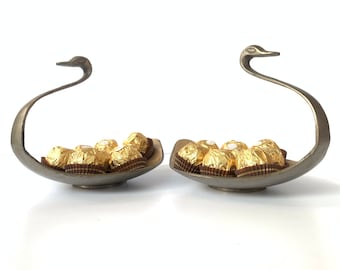 vintage serving trays, Decorative tray, Brass and Ceramic bird jewellery small tray-decorative tray-Gifts for her, Coffee table tray