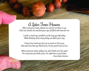 Wallet card - Memorial card with photo - Metal wallet card insert - A letter from heaven memorial - Remembrance gift for men or women