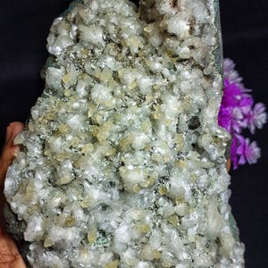 Yellow Calcite Apophyllite on Matrix | Raw Indian Zeolite Crystal | Spiritual Energy Stone | Natural Mineral Display