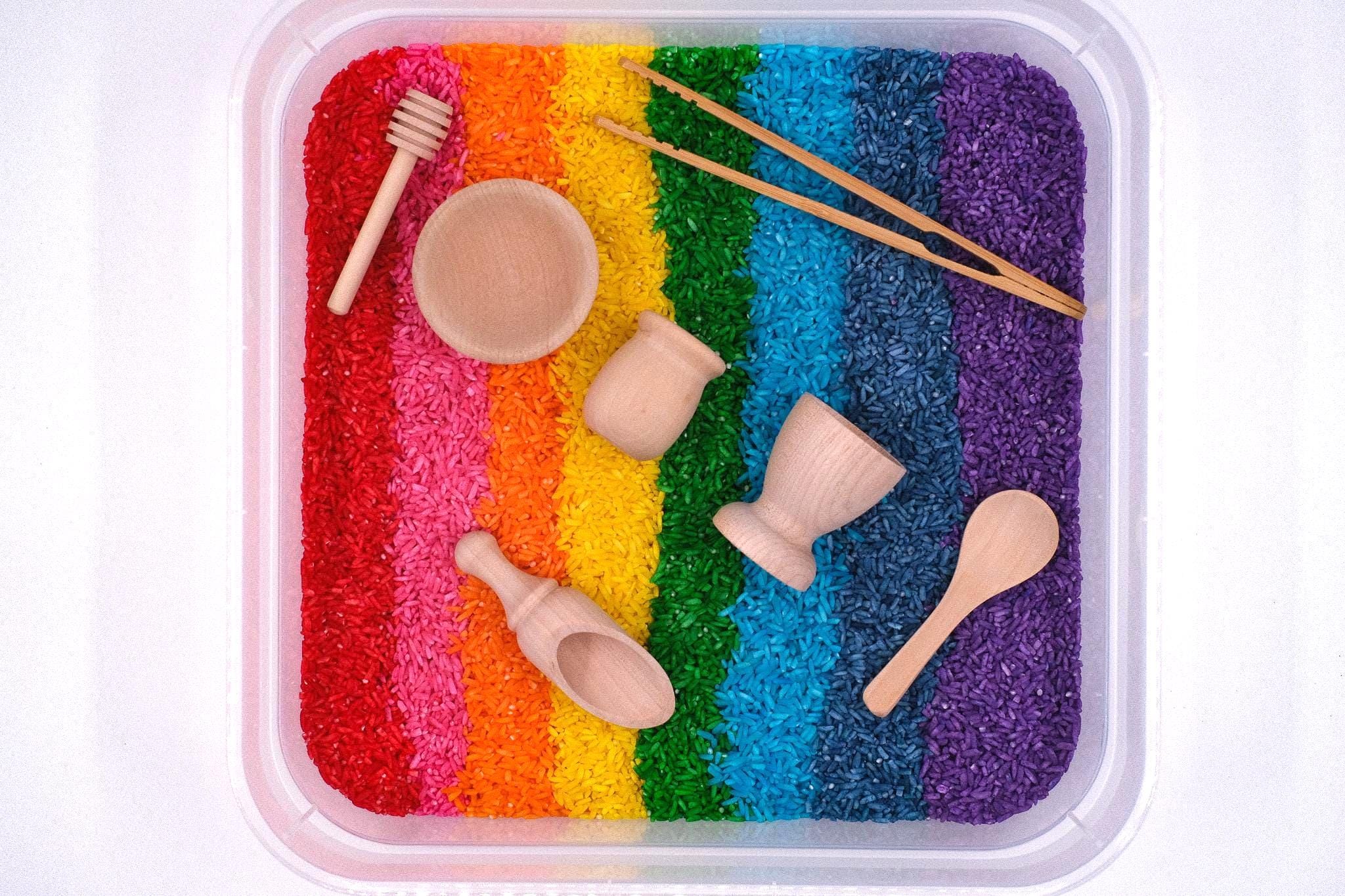 Wooden Sensory Bin Tools For Toddlers - Montessori Fine Motor Skills Development Set