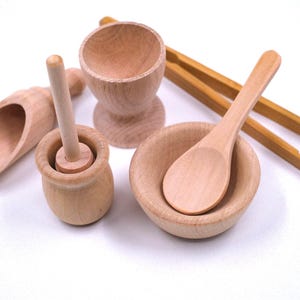 Montessori Wooden Sensory Bin Tools: Toddler Fine Motor Skills