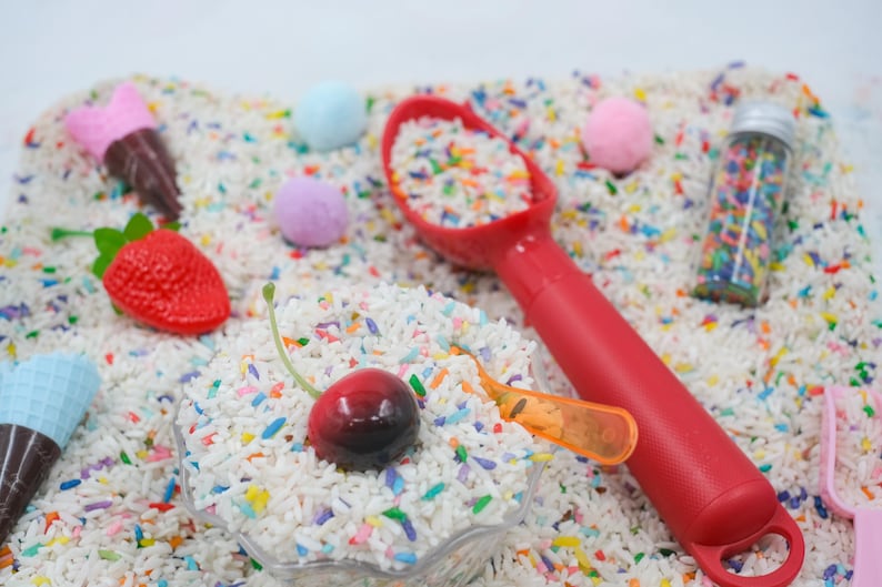 Ice Cream Sensory Bin: Montessori Play Kit With Rice & Scoops - Etsy