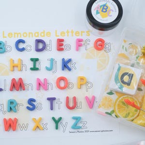 Lemonade Sensory Bin: Letter Matching Montessori Activity Kit