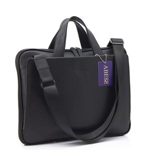 Luxury Leather Briefcase , Black Leather Briefcase , Leather Laptop Bag , 14&#39;&#39; Laptop Bag , Gift For Him , Gift For Her , Shoulder Briefcase