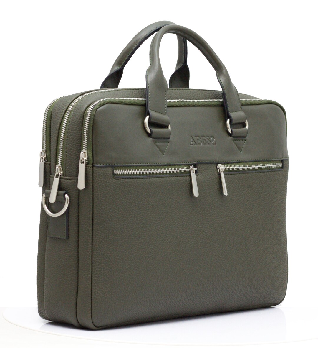 Vegan Leather Briefcase Vegan Leather Laptop Bag Green Etsy