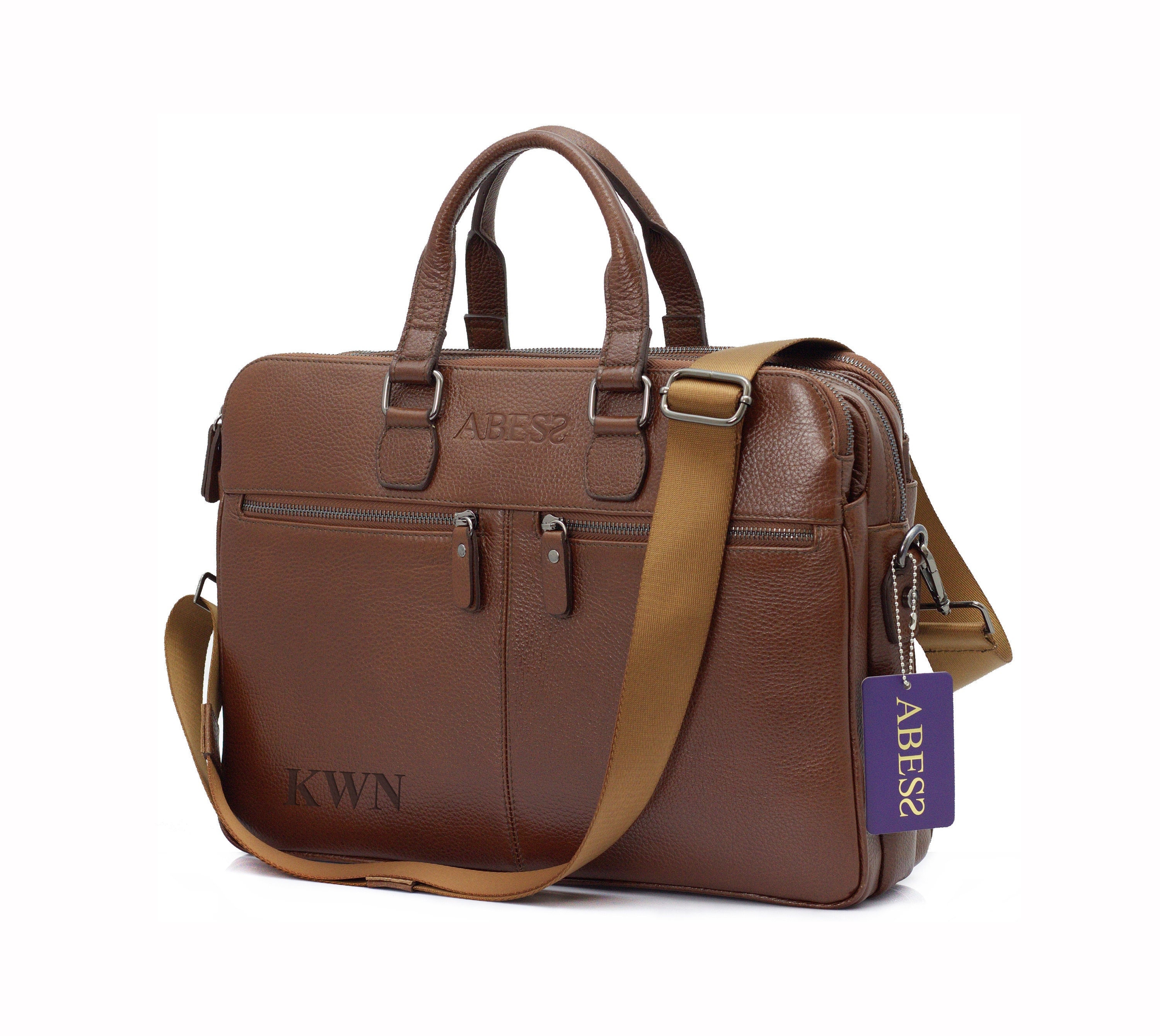 Luxury Leather Briefcase , Leather Business Briefcase, Luxury Leather Laptop Bag , Leather Bag , Tan Leather Brifcase , Personalized Gift