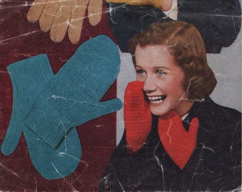 Vintage 1950s Children’s Gloves and Mittens Knitting Pattern PDF Digital Download