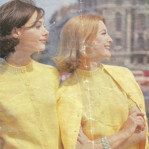 Vintage Damen 1960s Matching Cardigan Jumper Top Set Strickmuster PDF