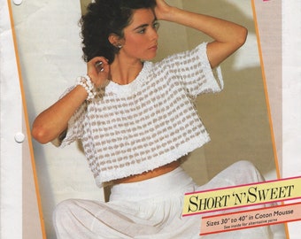 Vintage Ladies 1990s Oversized Cropped Top Short Sleeved Boxy T-shirt Clueless Euphoria 90s Knitting Pattern PDF Digital Download