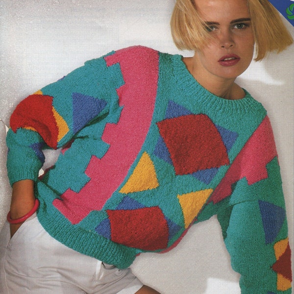 Incroyable modèle de tricot de pull de forme géométrique vintage des années 1980 PDF