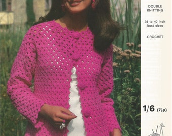 Lovely Vintage Ladies 1970s Cardigan Shawl Crochet Pattern PDF Digital Download