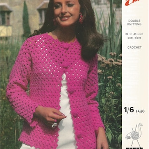 Lovely Vintage Ladies 1970s Cardigan Shawl Crochet Pattern PDF Digital Download