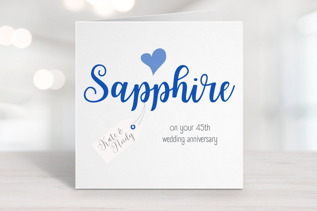 Sapphire 45th Anniversary Card - Personalised Wedding Anniversary Card ...