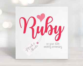 Ruby /40th Wedding Anniversary Tree Personalised Card - Etsy UK
