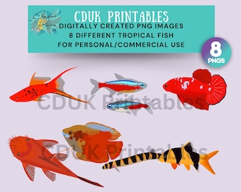 Tropical Fish Clipart 1 for commercial use, stickers, cardmaking,
