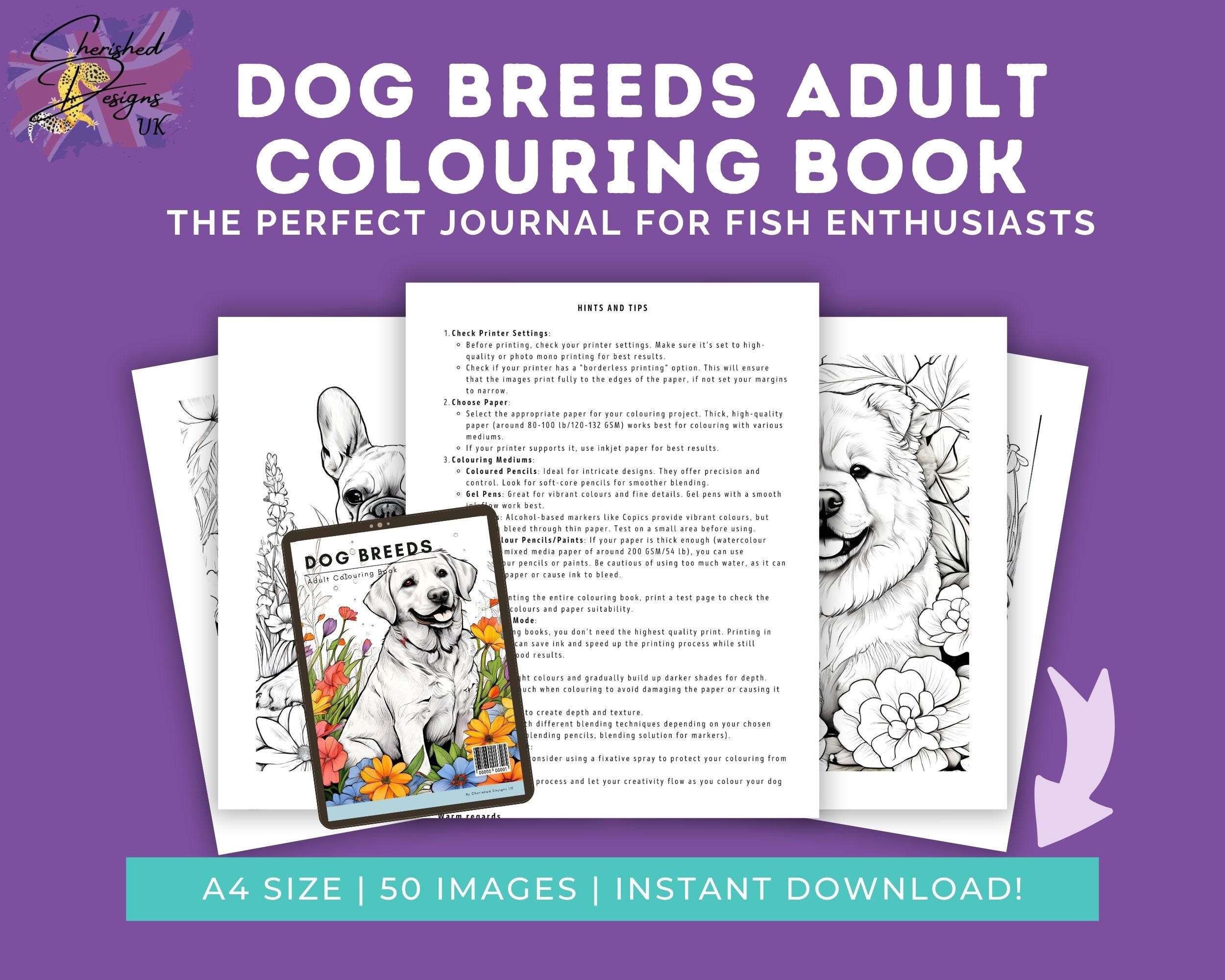Printable Dog Breeds Coloring Book for Adults - Etsy