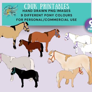 Ponies Digital download clipart, transparent pngs for commercial use