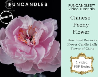 CHINESE PEONY flower candle making course • healthy beeswax candle, big pink flower candle recipe, good for beginners