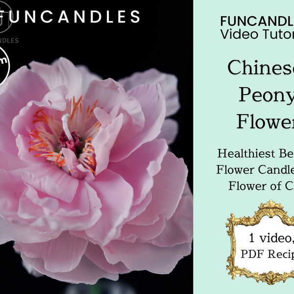 Cours de fabrication de bougies à la fleur de pivoine chinoise • bougie saine en cire d'abeille, recette de bougie à grande fleur rose, idéale pour les débutants