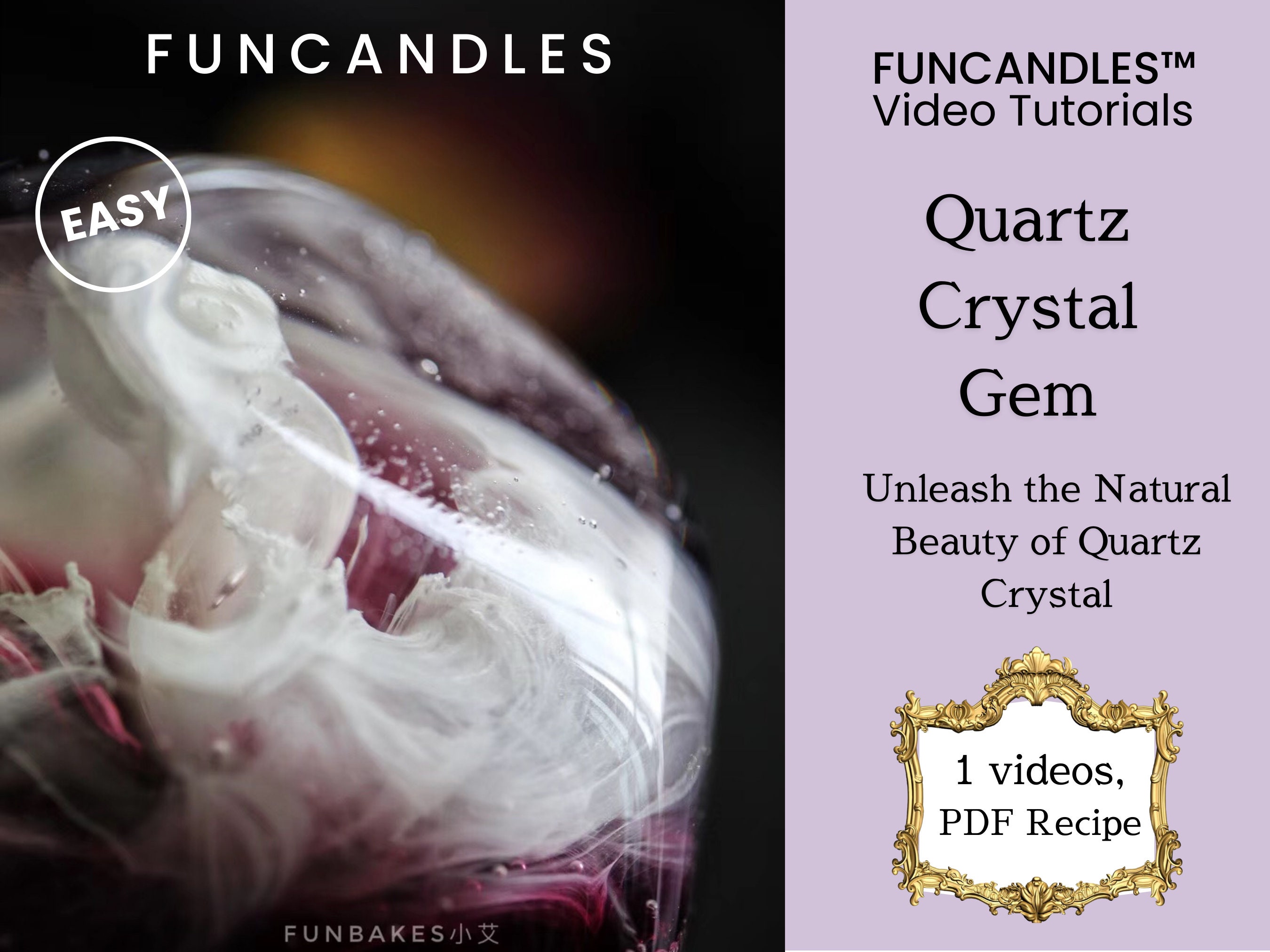 QUARTZ GEM Crystal Candle Making Course Cloudy Crystal Candle, Colorful