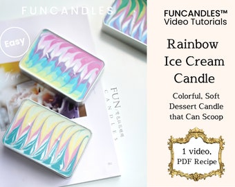 RAINBOW ICE CREAM soft dessert candle making course • latte art candle recipe, scoop at room temperature, good for beginners, candle event